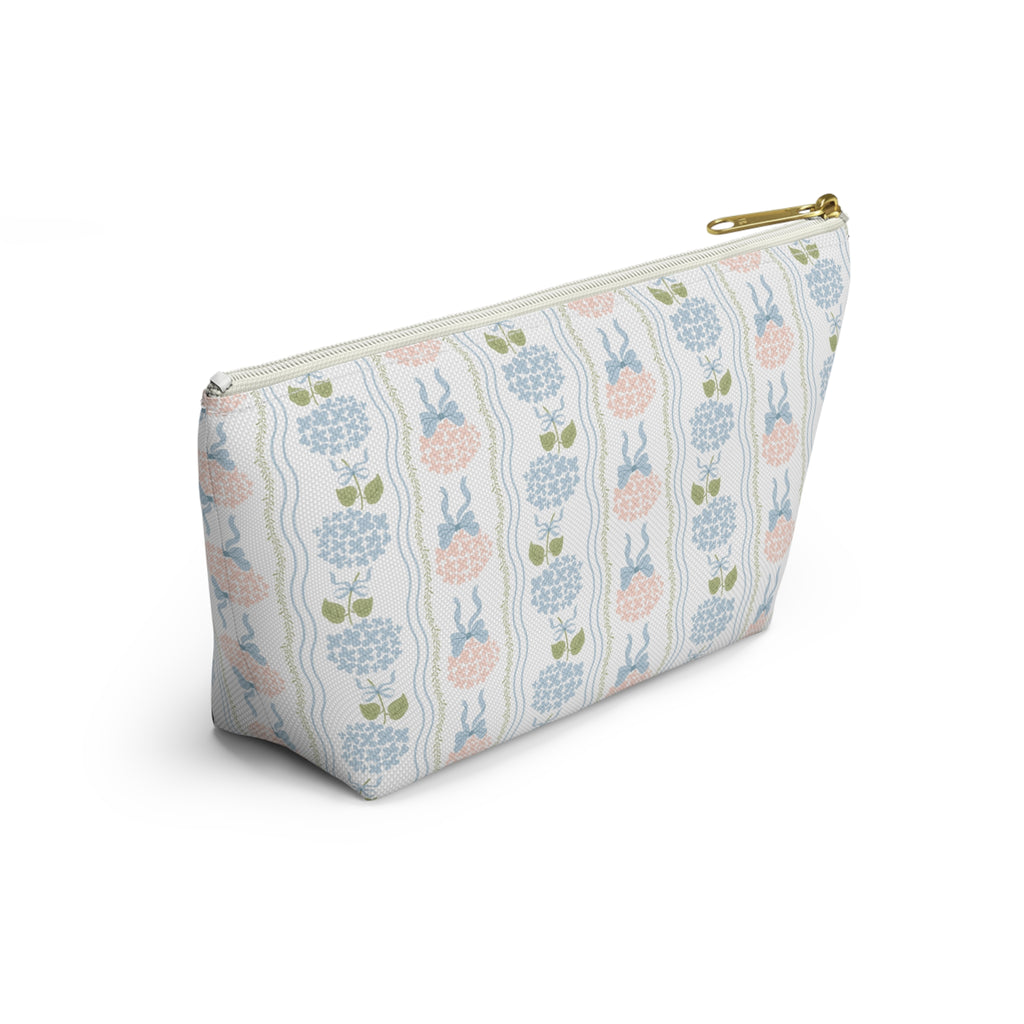 The Hydrangea & Heritage Stripe Luxe Vanity Pouch