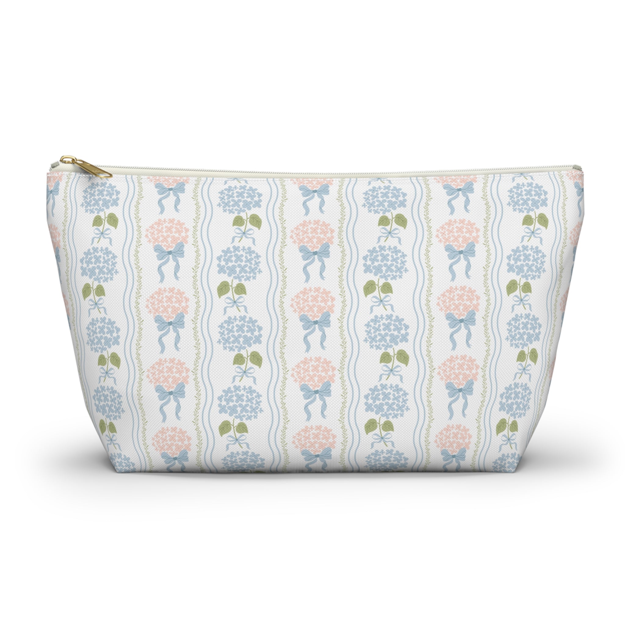 The Hydrangea & Heritage Stripe Luxe Vanity Pouch