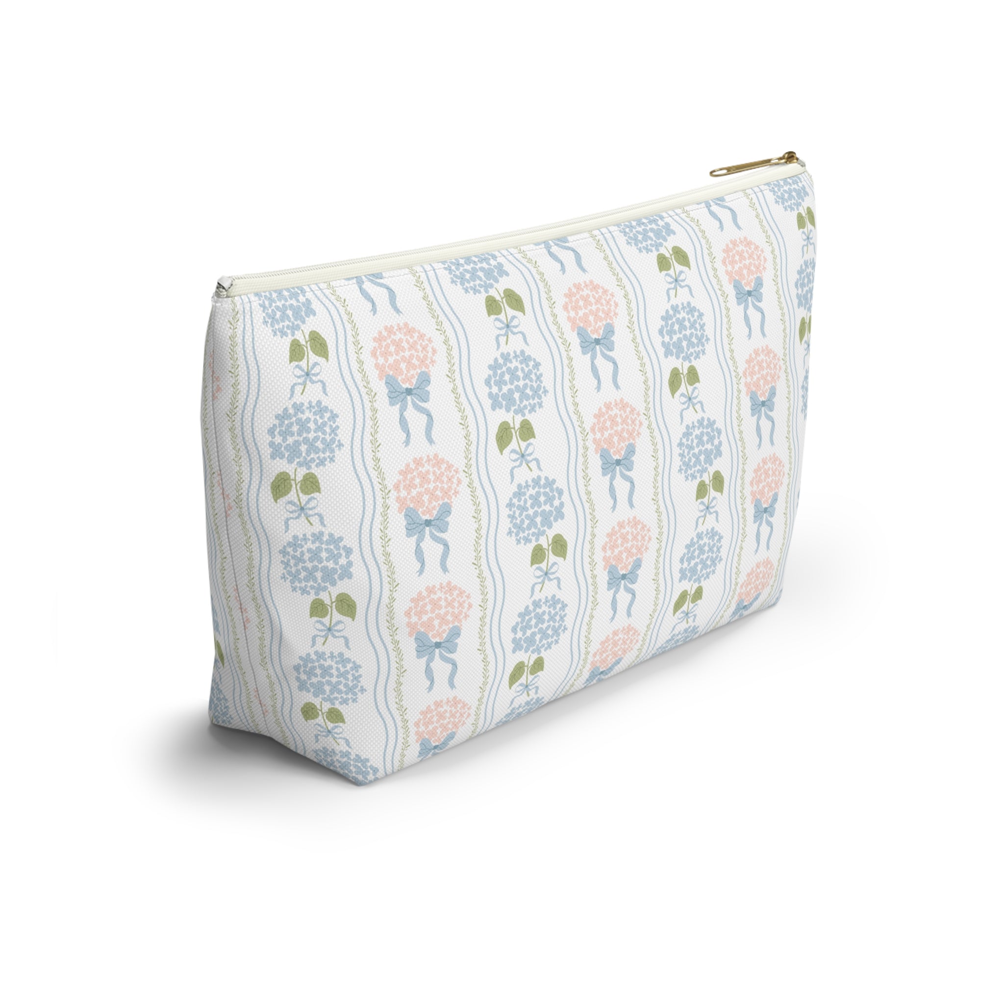 The Hydrangea & Heritage Stripe Luxe Vanity Pouch