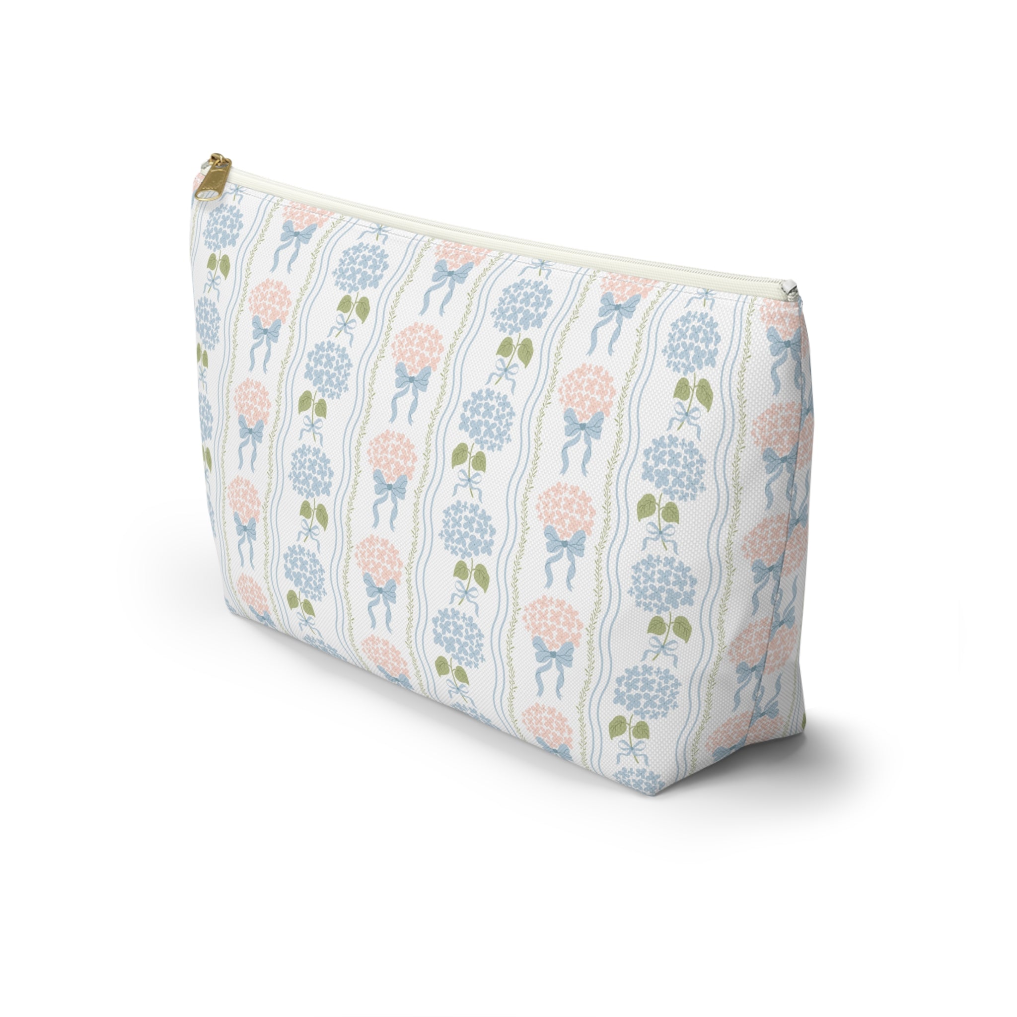 The Hydrangea & Heritage Stripe Luxe Vanity Pouch