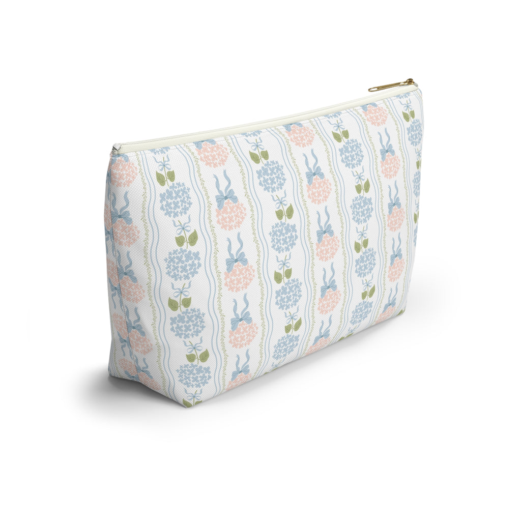 The Hydrangea & Heritage Stripe Luxe Vanity Pouch