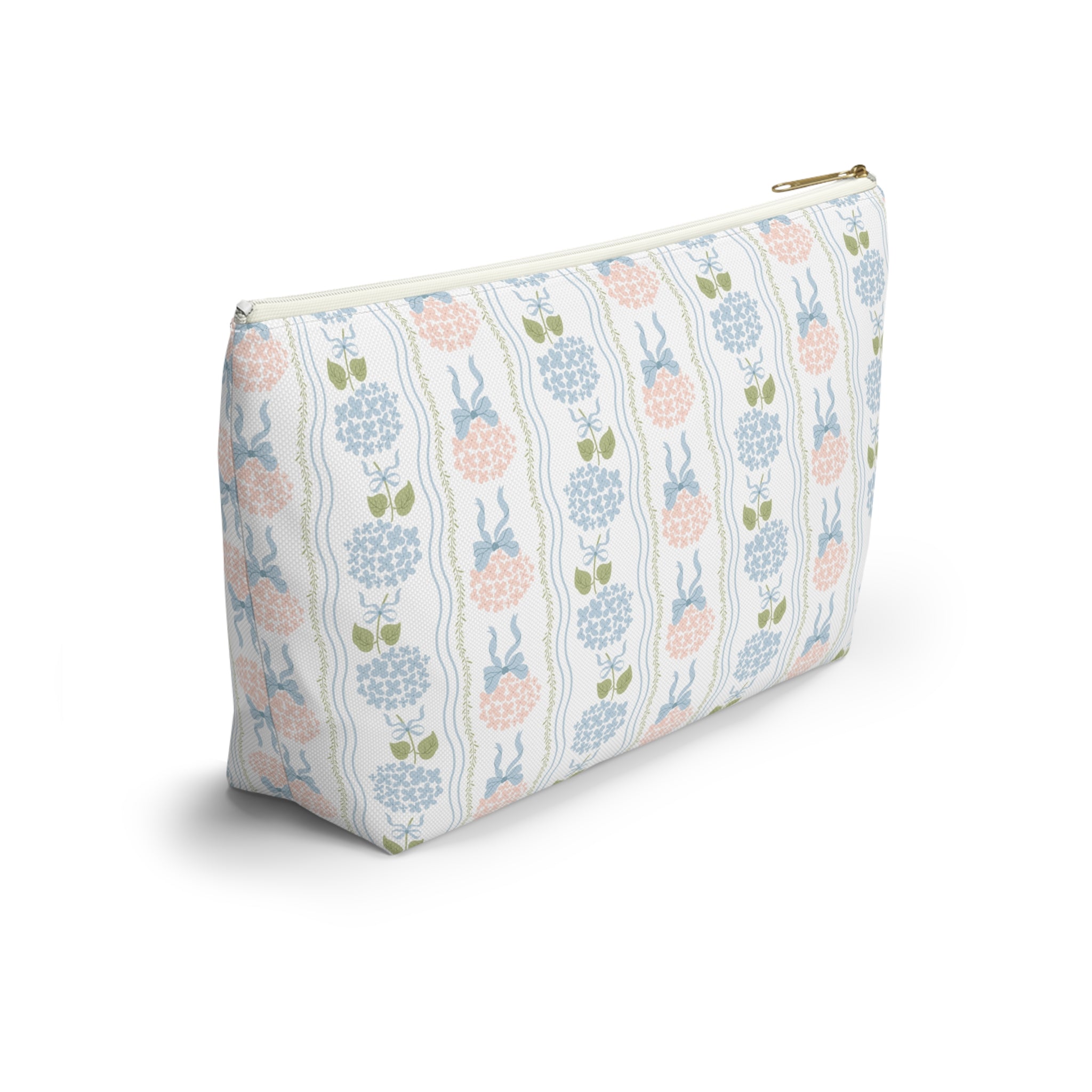 The Hydrangea & Heritage Stripe Luxe Vanity Pouch