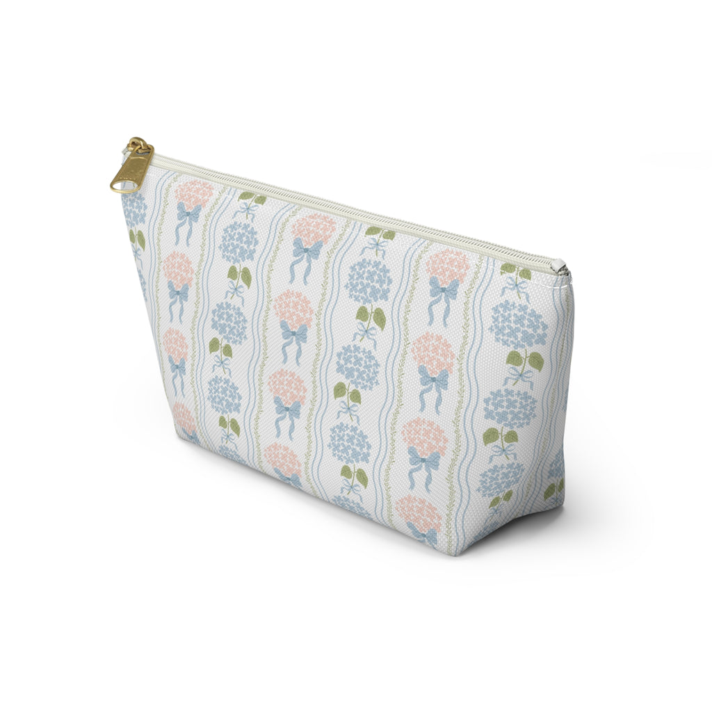 The Hydrangea & Heritage Stripe Luxe Vanity Pouch