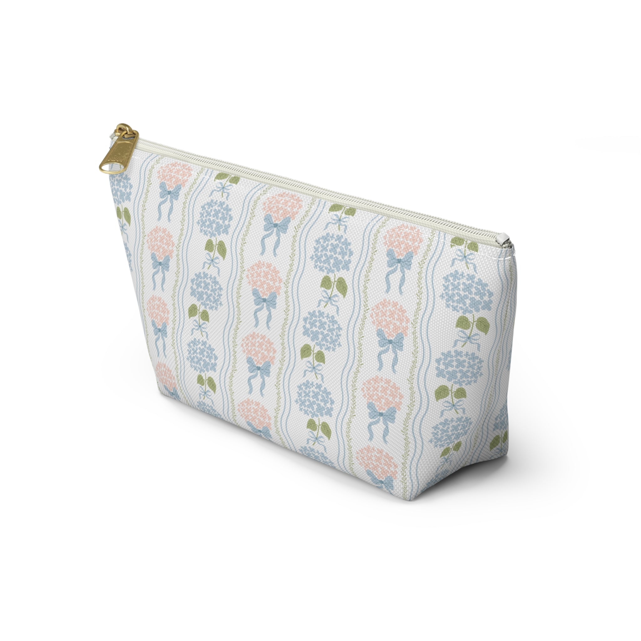 The Hydrangea & Heritage Stripe Luxe Vanity Pouch