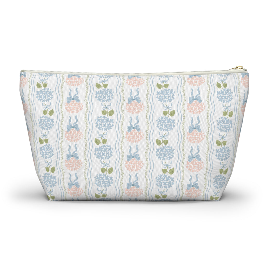 The Hydrangea & Heritage Stripe Luxe Vanity Pouch
