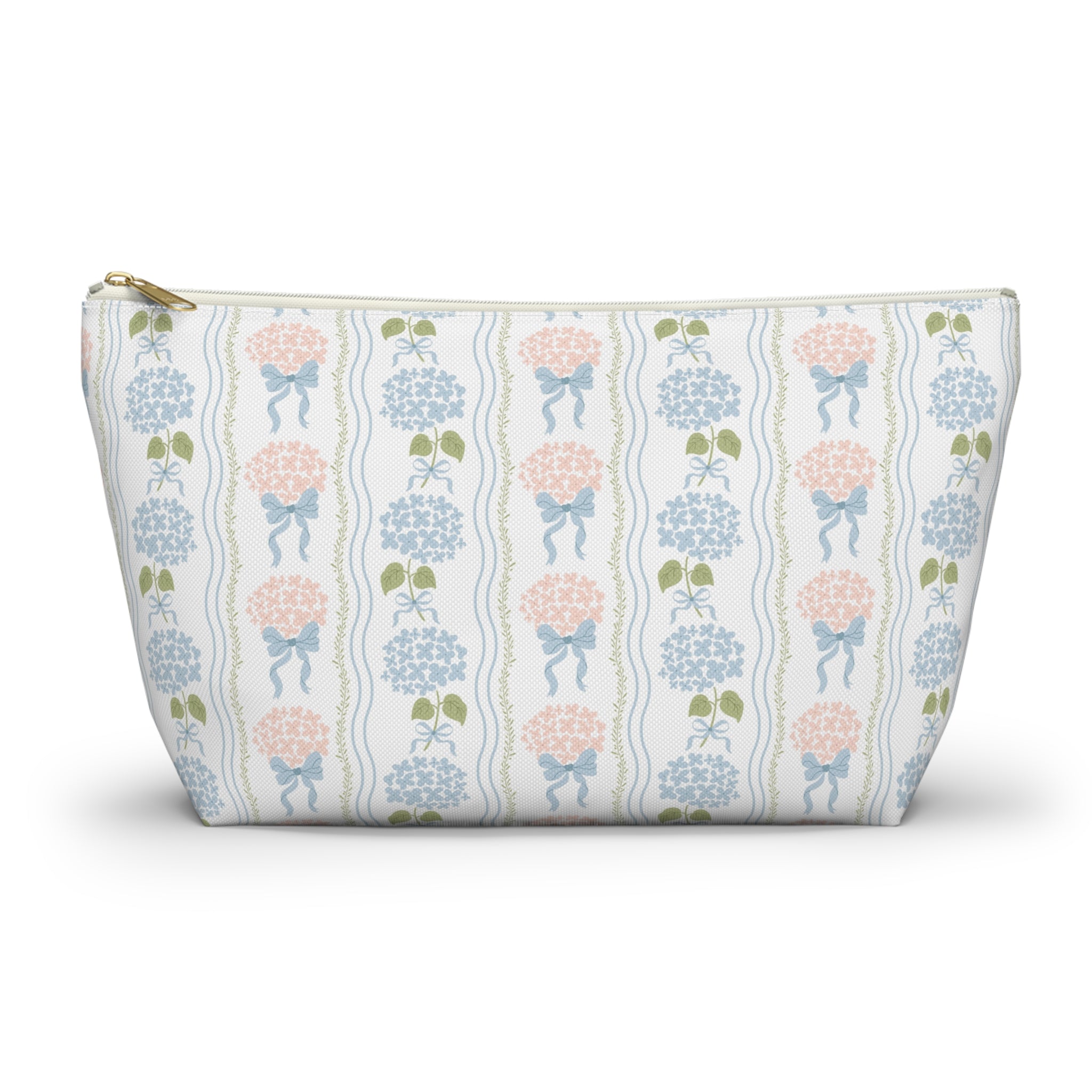 The Hydrangea & Heritage Stripe Luxe Vanity Pouch