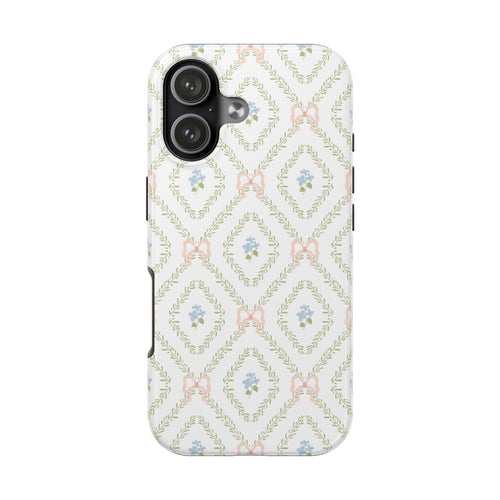 Versailles Trellis vintage floral tough iPhone case front view - The Bow Archive