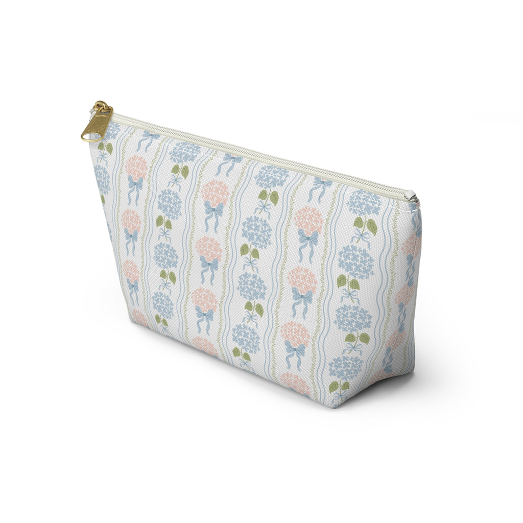 The Hydrangea & Heritage Stripe Luxe Vanity Pouch