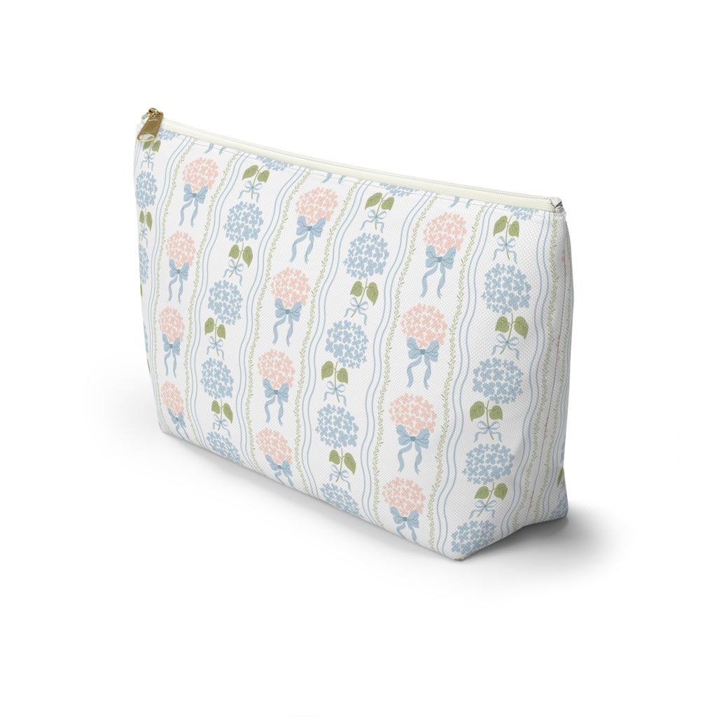 The Hydrangea & Heritage Stripe Luxe Vanity Pouch