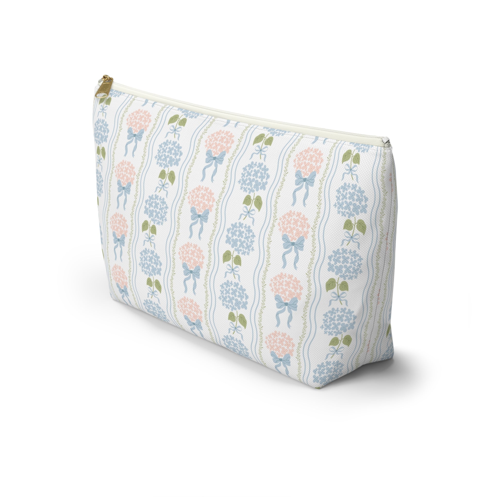 The Hydrangea & Heritage Stripe Luxe Vanity Pouch