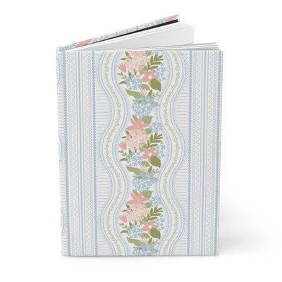 Beatrice Botanical Stripe preppy hardcover journal front - The Bow Archive