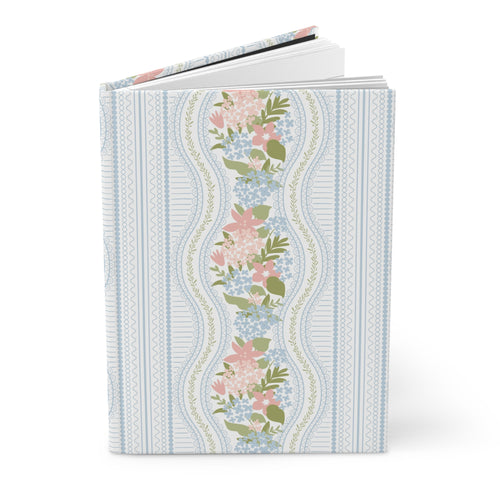 Beatrice Botanical Stripe preppy hardcover journal front - The Bow Archive