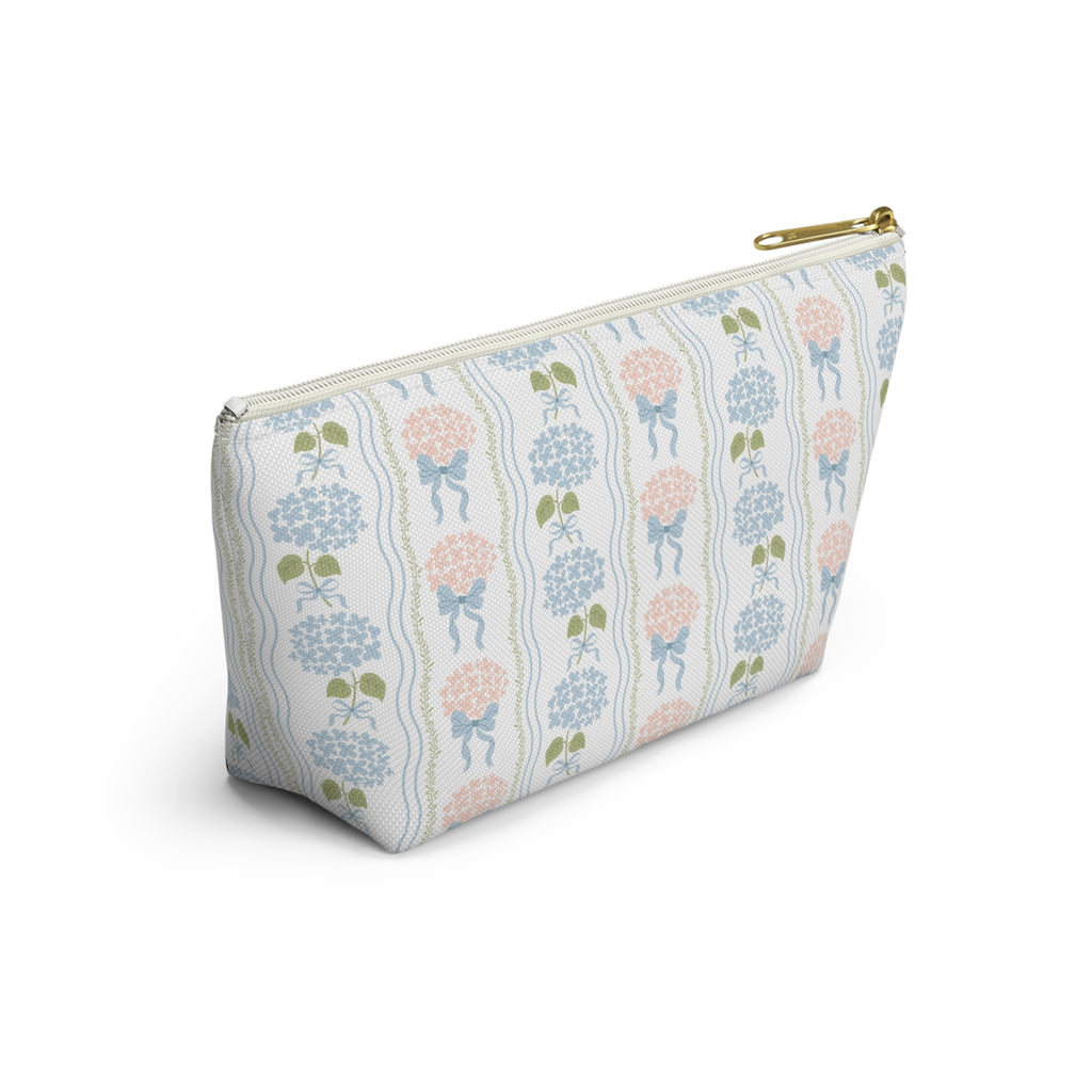 The Hydrangea & Heritage Stripe Luxe Vanity Pouch