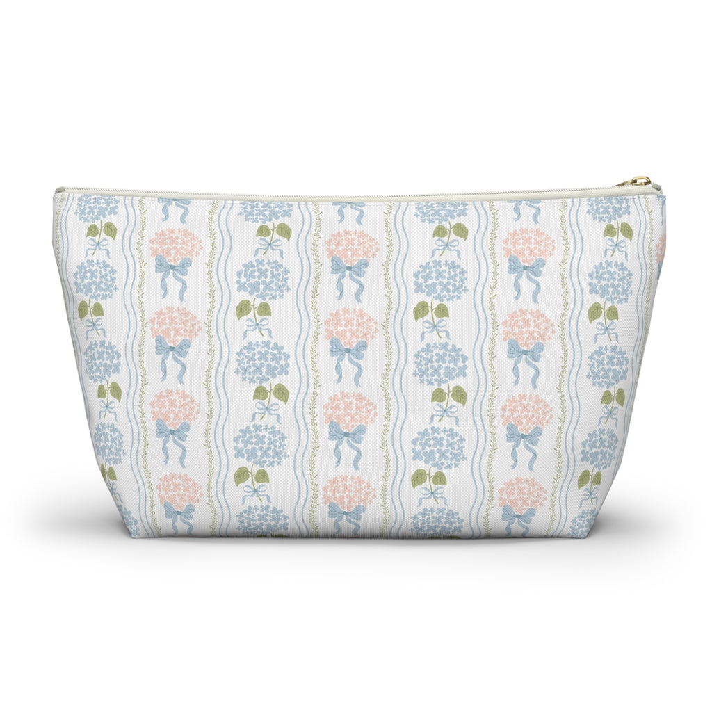The Hydrangea & Heritage Stripe Luxe Vanity Pouch